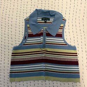 Kendall & Kylie Blue Striped Collared Top